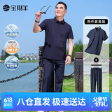 宝财羊父亲节礼物实用爸爸套装夏季短袖t恤男冰丝polo运动中老年人衣服