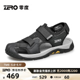 零度Zero凉鞋男新品户外休闲沙滩鞋软底舒适魔术贴可调节男士包头拖鞋 黑色 40