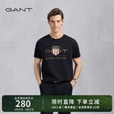 GANT/甘特【100%棉】男女情侣款学院风美式休闲圆领短袖重磅T恤 5黑色 S