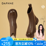 达芙妮（DAPHNE）短靴女秋冬棉靴新款女靴冬季加绒保暖冬款靴子马丁靴秋季单靴 棕色 单层 跟高3.5cm 39 (245mm)