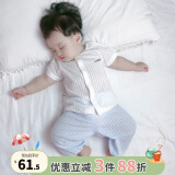 优奇宝宝防蚊裤纯棉纱布夏季薄款男儿童女灯笼裤婴儿衣服裤子童大pp裤 奶白上衣+防蚊裤冰蓝 100