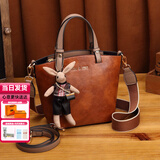 喵小姐轻奢高端品牌女士包包女包新款复古单肩斜挎包手提菜篮子水桶女包 焦糖色(复古通勤百搭高级感小众)