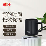 膳魔师（THERMOS）保温杯男女士咖啡杯陶瓷涂层杯子带勺杯子马克杯350ml JDZ-350 BK