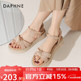 达芙妮（DAPHNE）凉鞋女一字带厚底沙滩女鞋2025夏季新款平底舒适休闲单鞋罗马鞋女 杏色 跟高4cm 37