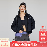 KAMA卡玛户外短款外套女登山服新款防晒衣辣妹风棒球服小个子潮流上衣 黑色（夏款） M