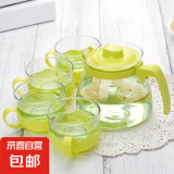花茶壶套装泡茶壶水壶过滤加厚耐热水杯茶具耐用家用茶具整套 清新绿一壶四杯