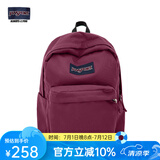 JANSPORT杰斯伯书包轻便双肩包男女旅行包简约背包电脑包学生校园 4QUE04S深紫酒红-侧袋+隔层