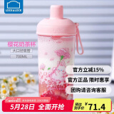 乐扣乐扣（LOCK&LOCK）夏天塑料水杯樱花奶茶杯带吸管户外便携提手男女杯子700mL粉色
