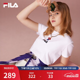 斐乐（FILA）官方女士短袖T恤夏印花运动女装针织短袖套头衫小熊T刺绣上衣 标准白-WT L 170/88A