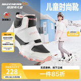 Skechers斯凯奇儿童棉鞋冬季时尚女童皮鞋短靴加绒保暖雪地靴8701648L