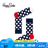Happy Socks春夏款袜子女男袜薄荷曼波运动彩虹白色棉袜中筒袜 经典波点 1双 M 36-40