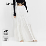 MO&Co.【凉感】松紧高腰长款塔裙半身裙白色黑色设计感裙子摩安珂 本白色-第2批 M 165