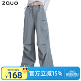 zauo防晒工装裤女户外休闲防晒裤直筒速干阔腿裤 灰色 M