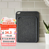 乐扣乐扣（LOCK&LOCK）抗菌防霉防滑双面塑料家用菜板防溢砧板擀面水果切菜板黑色小号