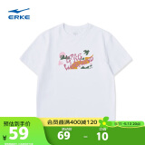 鸿星尔克圆领短袖女针织衫舒适休闲情侣同款印花运动T恤男送女友礼物