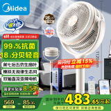 美的（Midea）【轻羽静谧】空气循环扇四季净化扇家用落地扇直流变频电风扇大风力台扇空调伴侣手机遥控GDH24HG