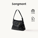 Songmont【李娜同款】山下有松循迹系列hobo包植鞣牛皮斜挎软包 烟墨黑 小号 现货