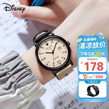 迪士尼（Disney）学生手表个性复古撞色帆布带石英表青少年初中高中生防水手表