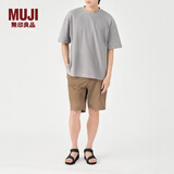 无印良品（MUJI）男式棉弹力斜纹短裤男士裤子休闲裤运动裤男生款AED91C3S 米色 L