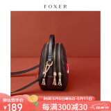 金狐狸（FOXER）牛皮包包女包大容量单肩包菱格小圆包手提斜挎包母亲节520礼物