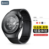 BHO适用华为watch5手表表带watch4pro/gt5/pro钛金属表带gt4/gt3/gt2/pro/非凡大师钛合金男款夏天季 【黑色】钛金属丨一珠快拆款 华为手表-46/48表盘【22mm接