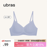 ubras无尺码女士内衣女无钢圈胸罩透气轻纱背勾文胸奶盐蓝经典款