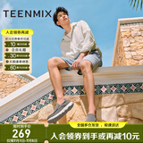 天美意男鞋舒适懒人软底帆布鞋一脚蹬男休闲布鞋 灰色 42