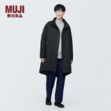 无印良品 MUJI 男式 木棉混 大衣 风衣外套男中长款长袖立领男装AD0VDA4S 黑色 XL(180/104A)