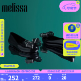 Melissa（梅丽莎）新品蝴蝶结圆头平底时尚简约休闲通勤女士单鞋子33633 黑色/银色 36