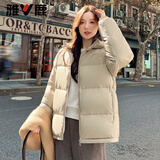 雅鹿三防免洗短款羽绒服女款2025年冬新款连帽蓄热保暖面包服京东自营