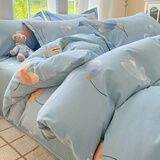 雅鹿家纺简约磨毛纯棉四件套100全棉床上用品冬季加厚床单被套宿舍4 之禾LT 1.8m 床单款 四件套(被套2x2.3)