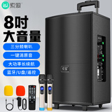 索爱（soaiy）8吋广场舞音响木质大功率便携式户外重低音蓝牙k歌专用大音量移动拉杆音箱室外演出双话筒SA-X21