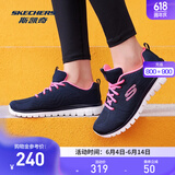 斯凯奇（Skechers）鞋运动鞋女款透气跑步鞋妈妈鞋健步鞋轻便慢跑鞋子夏季 12615-NVHP 海军蓝色/桃红色 38