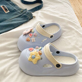 梵昇昱 洞洞鞋女款可爱踩屎感厚底防滑凉鞋EVA度假夏季外穿包头拖鞋 蓝白星星cute猫【40-41】偏小码