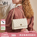 VANESSA HOGAN【520礼物】VH女包繁花系列极光菱格包时尚轻奢链条包单肩斜挎包 米白+礼袋（仪式感拿捏）