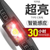 THISATUO强光超亮夜钓头灯超长续航钓鱼专用超轻感应帽夹灯充电头戴式电筒 【夹帽顶配版三光】带感应15-60h