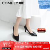 康莉（COMELY）单鞋女春季细跟尖头高跟羊皮软舒适底简约职业工作鞋 黑色 36 