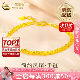 中国黄金（CHINA GOLD）黄金手链女足金首饰凤尾手链素金520母亲节生日礼物送女友老婆 时尚凤尾手链 约1.8g 刻字/代写贺卡