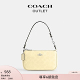 蔻驰（COACH）奥莱女士夏季女包经典标志老花NOLITA 19号手袋腋下包斜挎单肩包 SV/干草色