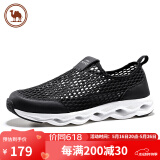 骆驼牌网鞋透气套脚休闲慢跑舒适厚底网面男鞋W012303560黑色42 