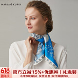 玛丽亚·古琦（MARJA KURKI）真丝丝巾女方巾送爱人 丝绸围巾小方巾桑蚕丝礼盒送妈妈 清梦星河 蓝色