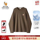 William fox&sons新复古回潮230G新疆双面棉空气层科技亲肤面料狐狸头刺绣长袖T恤 咖啡色 M /48
