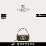 华伦天奴VALENTINO[礼物]女士 LOCO 小号小牛皮手袋链条包单肩斜挎手提包 温柔黑 均码