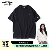 查尔斯桃心【吴磊同款】短袖T恤男女同款休闲宽松经典基础款打底衫 黑色 L