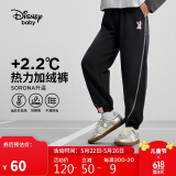 迪士尼（DISNEY）童装儿童女童加绒针织分割长裤时尚洋气裤子24冬DB441AA12黑140