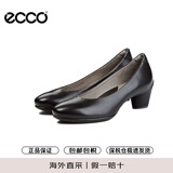 爱步（ECCO） 中跟女鞋 商务休闲牛皮浅口鞋 雕塑45 230203 01001黑色 37 