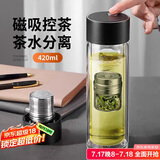 PAKCHOICE茶水分离杯磁弹泡茶磁吸力玻璃水杯子男士双层防烫便携车载耐高温