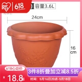 爱丽思（IRIS）花盆花瓶树脂复古浮雕波纹圆形多肉塑料阳台种植批发花盆 8号陶茶色(口径24cm)