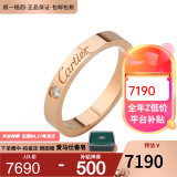 卡地亚（Cartier）戒指男女同款 3毫米宽镶嵌钻石CDE对戒情侣婚戒 预售 B4086400 18K玫瑰金色 54