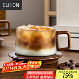 CLITON日式咖啡杯碟套装高档下午茶礼盒装高颜值木托咖啡玻璃杯碟勺套装